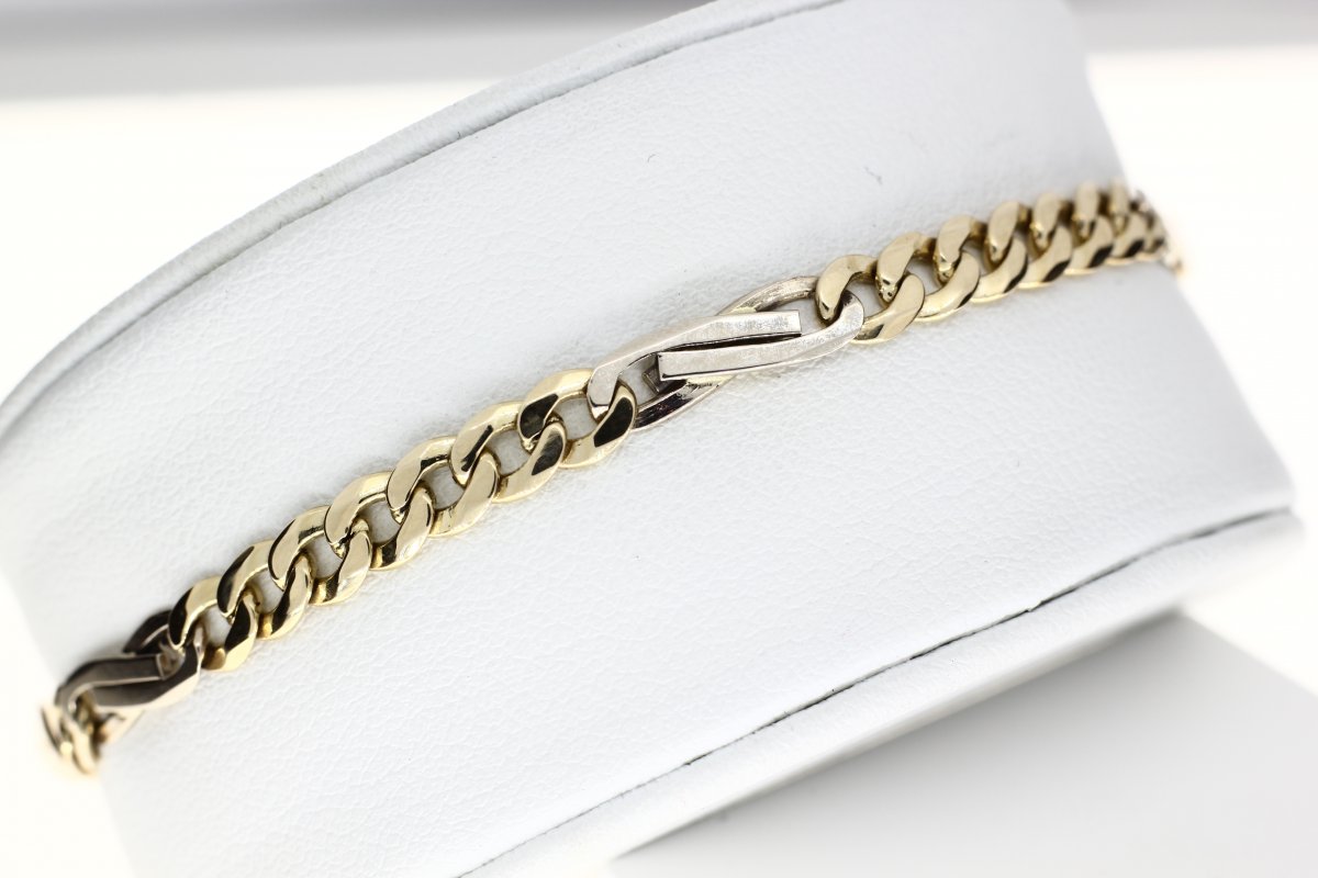 Bi-Color Gouden Armband Fantasie Schakel